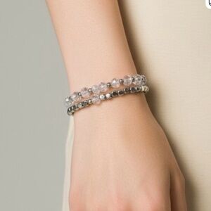 Jasmine Lane Jewelry Co Silver Clear Stretch Bracelets Set of 2 - 4 bracelets